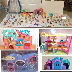 Littlest Pet Shop HUGE LOT Dogs, Cats & ACCESSORIES ✿PETS✿Carrying Case +HOUSES